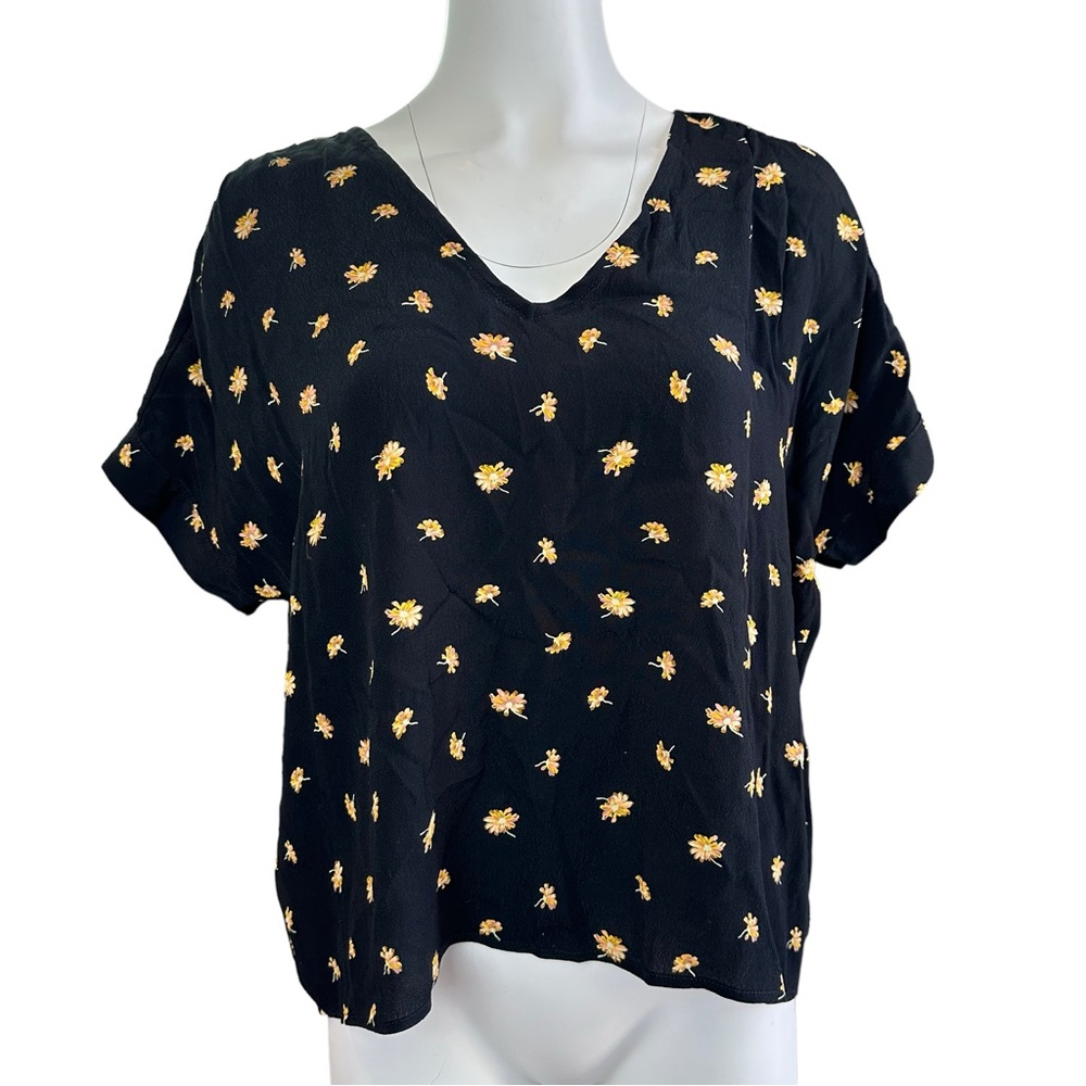 Madewell Drapey V-Neck Button-Back Top In French Daisies S - Picture 2 of 7